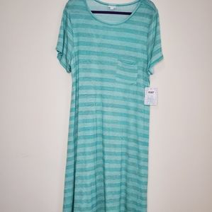 LuLaRoe Carly Dress Mint Green Stripes 2X